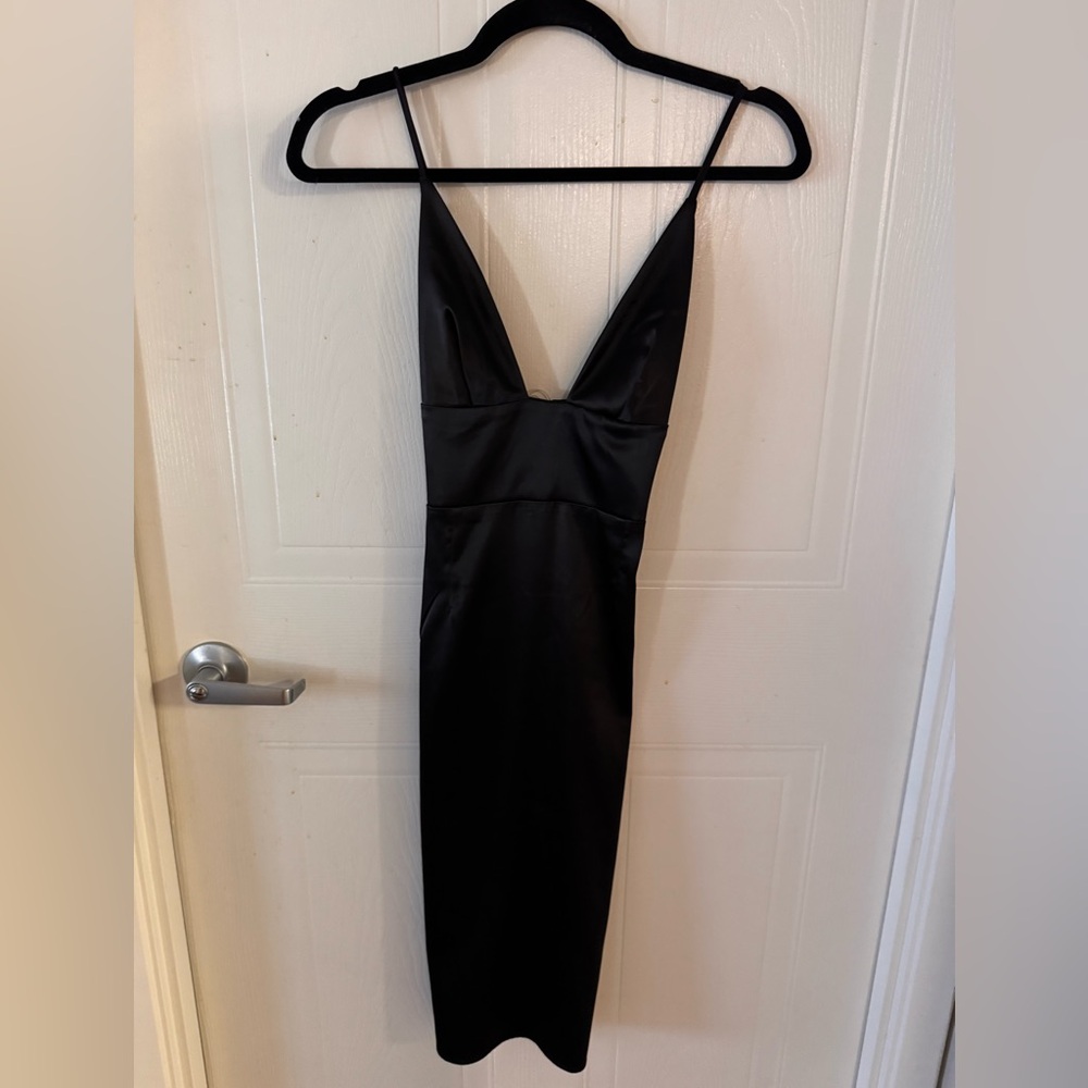 Elegant Black Satin Dress